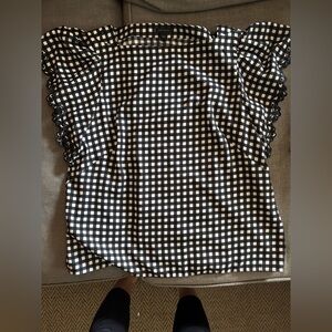 Ann Taylor. Gingham Flutter Sleeve Square Neck Top